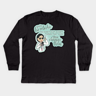 Liz Ortecho Badass Latina Scientist Kids Long Sleeve T-Shirt